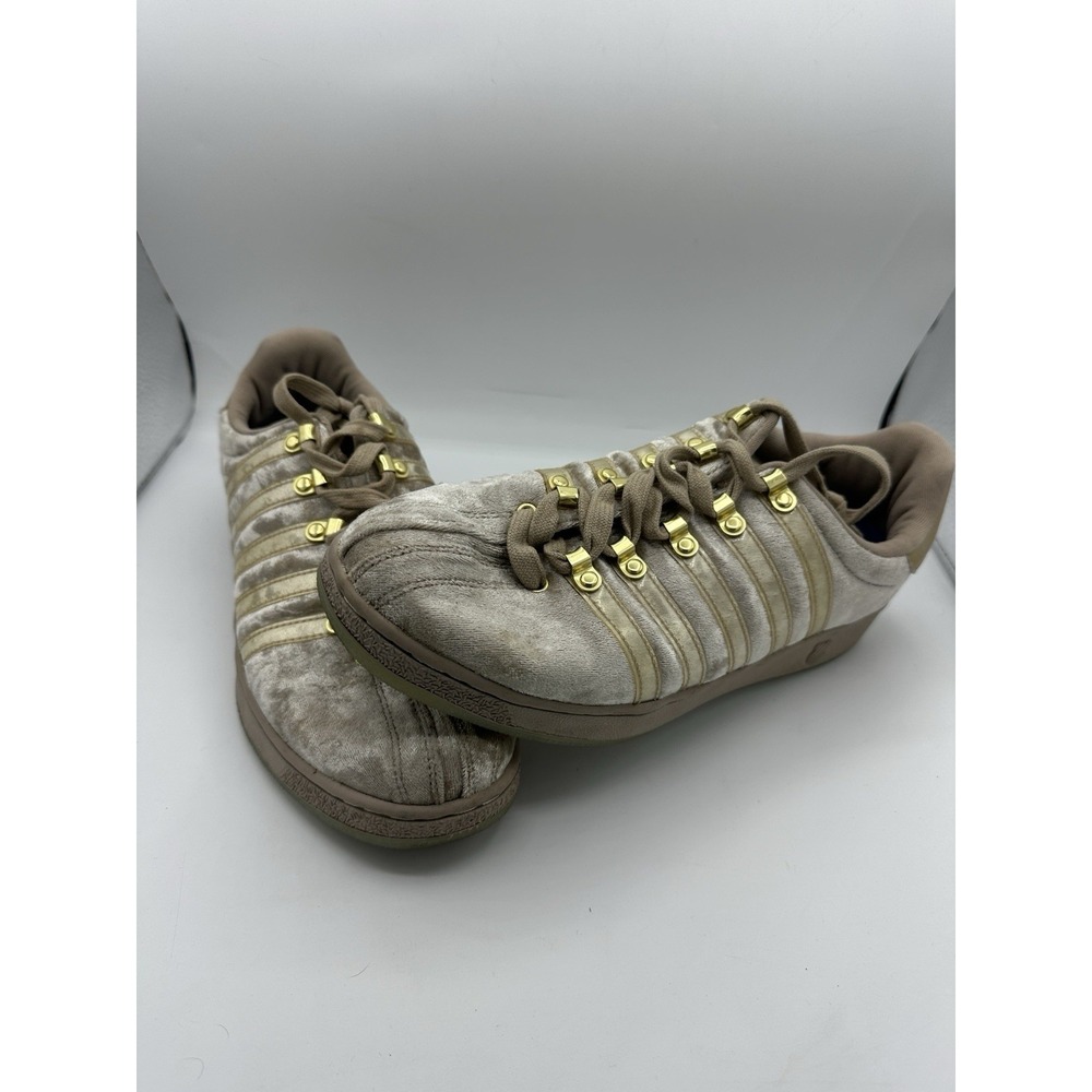 K-Swiss x JOYRICH Classic VN T Mens 10.5 Gold Crushed Velvet Sneakers Rare
